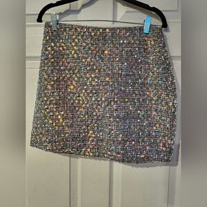 Endless Rose Sz M Sparkling Multicolor Tweed Mini Skirt - Womens